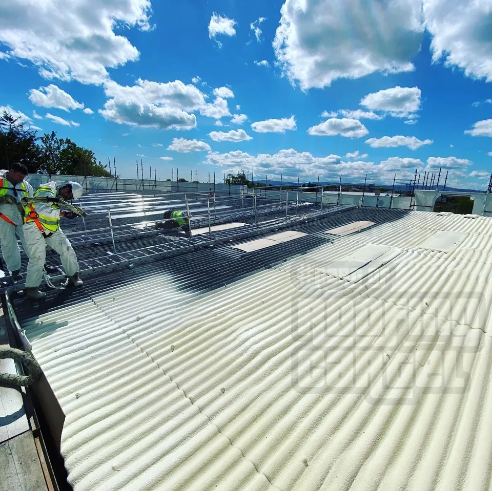 Protective waterproofing coating applied to an asbestos cement roof surface